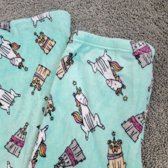 Warm & Snuggly Womens Blue Stretch Soft Kitty Unicorn Lounge Pants Size XLarge - Picture 4 of 6